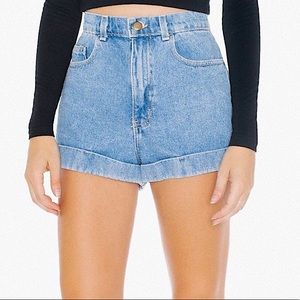 American Apparel High Waisted Cuffed Denim Shorts